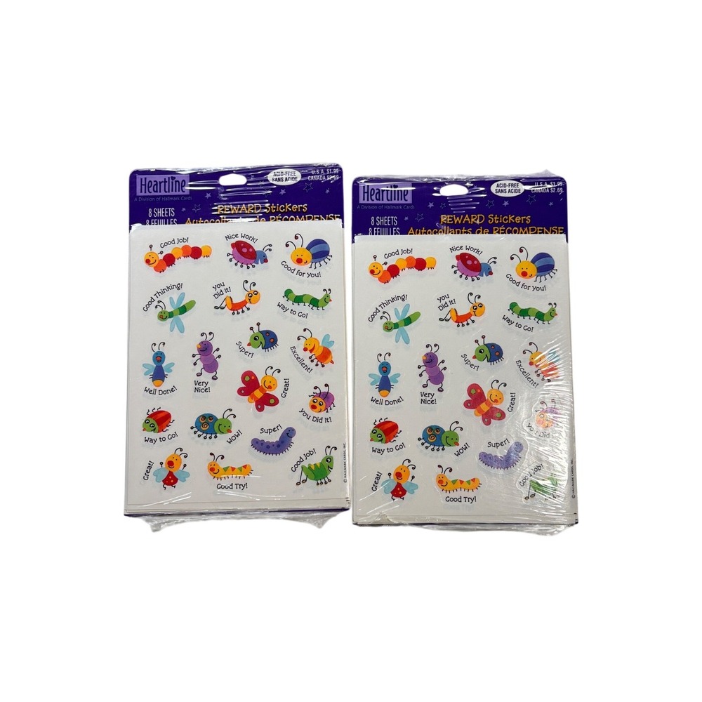 2pk NEW Heartline Hallmark Reward Stickers Bug Insect Encouragement 16 Sheets